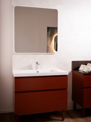 Mobile bagno sospeso ZEN con lavabo integrato e laccatura opaca | Arredo bagno moderno